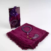 Namaz Örtüsü (Şal) + Tesbih Hediye Seti (Mor) - 2