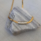 İtalyan Zincir Zirkon Taşlı Kolye - 2