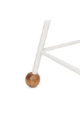 Tabure Sandalye Bar Taburesi 65 Cm Beyaz Tabure Döşemeli Demir Ayaklı Ahşap Topuzlu - 2