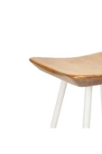 Tabure Sandalye 65 Cm Beyaz Cm Kavisli Kare Oturma Yeri Bar Taburesi Demir Ayaklı Ahşap Topuzlu - 4