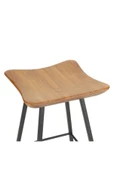 Tabure Sandalye Bar Taburesi 47 Cm Kavisli Kare Oturma Yeri Kare Demir Ahşap Topuz - 3