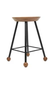 Tabure Sandalye 47 Cm Yuvarlak Oturma Yeri Bar Taburesi Ahşap Demir Ayaklı Ahşap Topuzlu - 6