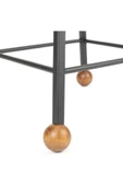 Tabure Sandalye 47 Cm Bar Taburesi Suni Döşeme Oturma Yeri Kare Demir Ayaklı Ahşap Topuz - 3