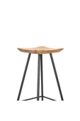 Tabure Sandalye Bar Taburesi 75 Cm Kavisli Kare Oturma Yeri Tabure Ahşap Demir Ayaklı Ahşap Topuzlu - 5