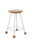 Tabure Sandalye 55 Cm Beyaz Yuvarlak Oturma Yeri Bar Taburesi Ahşap Demir Ayaklı Ahşap Topuzlu - 4