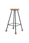 Tabure Sandalye Bar Taburesi Ahşap Demir Ayaklı Ahşap Topuzlu Modern Rahat 75 Cm - 2