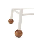 Tabure Sandalye 47 Cm Bar Taburesi Kavisli Kare Oturma Yeri Beyaz Kare Demir Ahşap Topuz - 6
