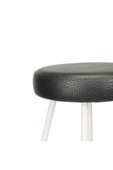 Tabure Sandalye Bar Taburesi 65 Cm Beyaz Tabure Döşemeli Demir Ayaklı Ahşap Topuzlu - 6