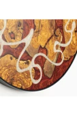 Duvar Saati Ahşap Metal Çemberli Zeytin Ağacı Kırmızı & Beyaz Epoxy Asimetrik Rakamlı Duvar Saati - 4