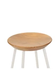 Tabure Sandalye 47 Cm Bar Taburesi Kavisli Yuvarlak Oturma Yeri Beyaz Kare Demir Ahşap Topuz - 2