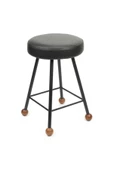 Tabure Sandalye 47 Cm Bar Taburesi Döşemeli Demir Ayaklı Ahşap Topuzlu Modern Rahat - 1