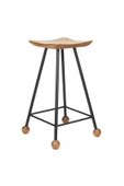 Tabure Sandalye Bar Taburesi 65 Cm Kavisli Kare Oturma Yeri Tabure Ahşap Demir Ayaklı Ahşap Topuzlu - 3
