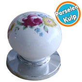 Porselen Kulp Çiçekli Düğme Mobilya Mutfak Dolabı Kapak Kulpu Kulbu Çekmece Dolap Kulpları thumbnail 1