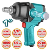 Total 1800 N.m Havalı Darbeli Somun Sıkma TAT41112 Sökme Tabanca 1" Araba Teker Lastik Civata Bijon - 1