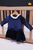 Babyhola Kız Bebek Çocuk Şık Bayramlık Nostaljik Kadife Elbise 13542 - 3