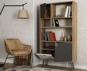Dekorister Exclusive Karamel Kitaplık Ceviz-Antrasit - 3