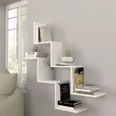 Dekorister Zig Zag Kitaplık Beyaz - 4