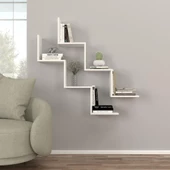 Dekorister Zig Zag Kitaplık Beyaz - 2