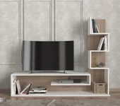 Dekorister Metehan Kitaplıklı Tv Ünitesi Beyaz-Cordoba thumbnail 1