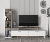 Dekorister Şimal Kitaplıklı Tv Ünitesi Beyaz-Cordoba - 1