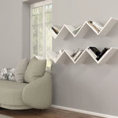 Dekorister Zig Zag Kitaplık Beyaz - 5