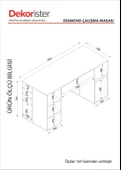 Dekorister Diamond Çalışma Masası Beyaz - 145 cm thumbnail 6