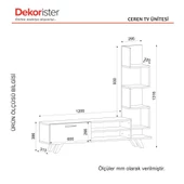 Dekorister Ceren Kitaplıklı Tv Ünitesi Beyaz-Cordoba - 8