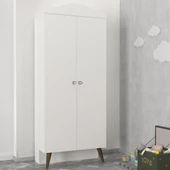 Dekorister Lora Baby 2 Kapaklı Dolap  Bebek Odası Gardrop Beyaz - Ceviz - 2