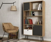 Dekorister Exclusive Karamel Kitaplık Ceviz-Antrasit - 2
