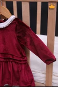 Babyhola Kız Bebek Çocuk Şık Bayramlık Nostaljik Kadife Elbise 13542 - 5