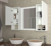 Dekorister Antuan Banyo Üst Dolabı Aynalı Beyaz - 2