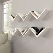 Dekorister Zig Zag Kitaplık Beyaz - 3