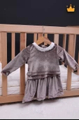 Babyhola Kız Bebek Çocuk Şık Bayramlık Nostaljik Kadife Elbise 13542 - 1