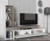 Dekorister Şimal Kitaplıklı Tv Ünitesi Beyaz-Cordoba - 3