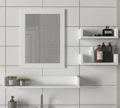 Dekorister Simon Banyo Üst Dolabı Aynalı Etajer Beyaz - 1