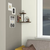 Dekorister Agora Köşe Duvar Rafı Ceviz - 3