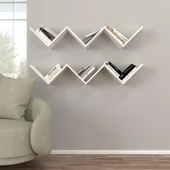 Dekorister Zig Zag Kitaplık Beyaz - 1