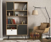 Dekorister Exclusive Karamel Kitaplık Ceviz-Antrasit - 1