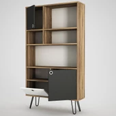 Dekorister Exclusive Karamel Kitaplık Ceviz-Antrasit - 6
