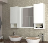 Dekorister Antuan Banyo Üst Dolabı Aynalı Beyaz - 1