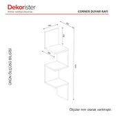 Dekorister Corner Duvar Rafı Beyaz - 7