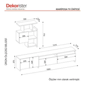 Dekorister Mariposa Kitaplıklı Tv Ünitesi Ceviz-Beyaz - 5
