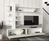 Dekorister Aleyna Duvar Raflı Kitaplıklı Tv Ünitesi Beyaz - 3