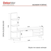 Dekorister Salvador Kitaplıklı Tv Ünitesi Beyaz - 3