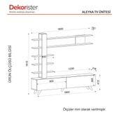 Dekorister Aleyna Duvar Raflı Kitaplıklı Tv Ünitesi Beyaz - 7