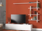 Dekorister Ahenk Duvar Raflı Tv Ünitesi Beyaz - 1