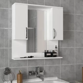 Dekorister Tiger Aynalı Banyo Etajer Beyaz - 2