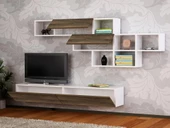 Dekorister Aristo Duvar Raflı Tv ünitesi Beyaz-Ceviz - 2