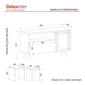 Dekorister Novella K2 Tv Ünitesi Beyaz-Ceviz - 4