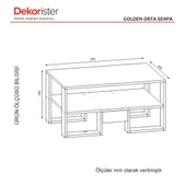 Dekorister Golden Orta Sehpa Beyaz-Ceviz - 7